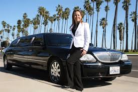 Limousine and woman
